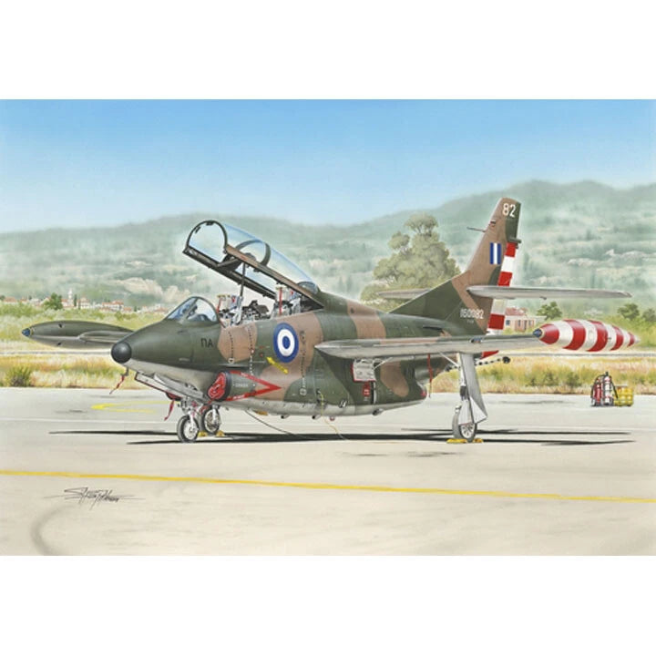 Special Hobby 1/48 T-2 Buckeye model aircraft, olive green with cockpit open and decals