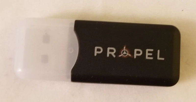 Black USB micro SD card reader with PROPEL logo