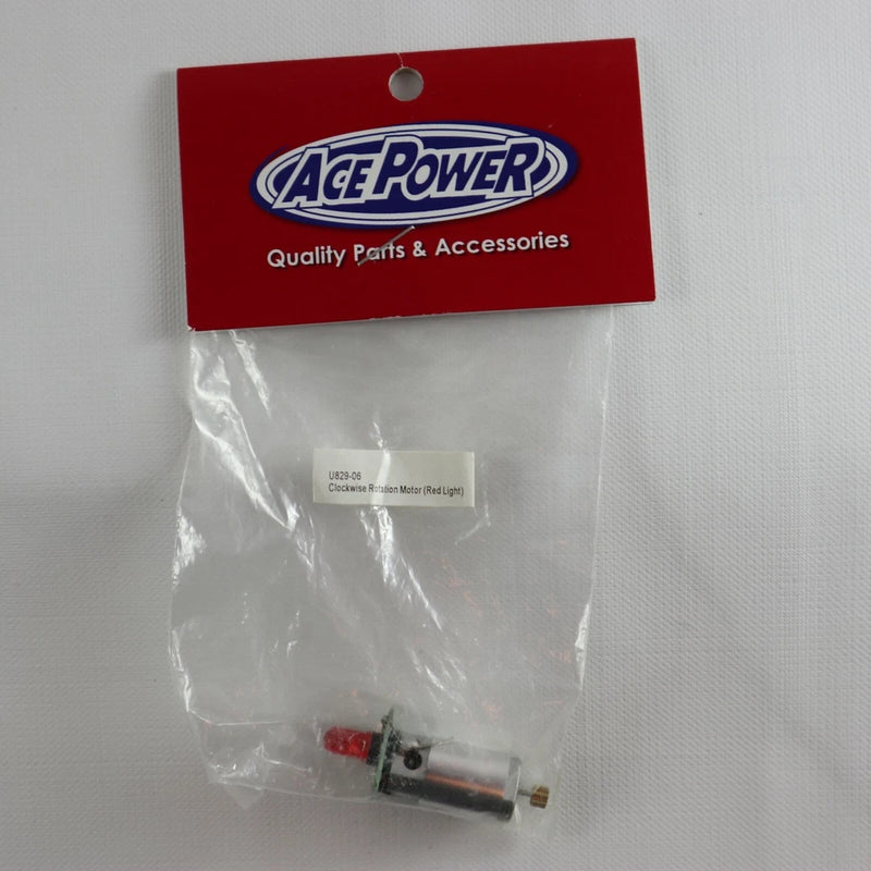 Clockwise rotation motor part in bag with small red LED component, UDI U829-06 RC quad drone.