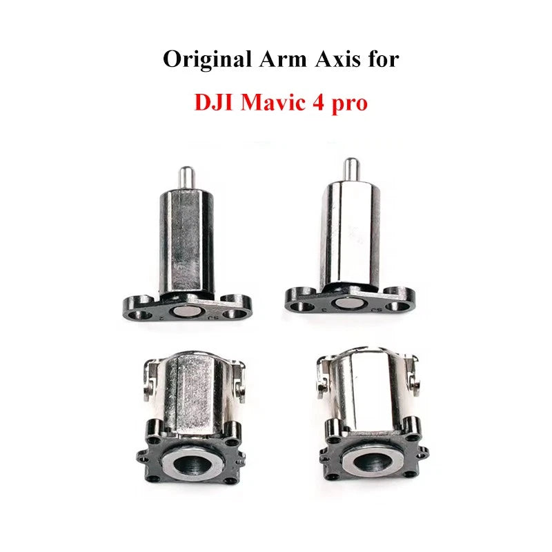 Metal drone arm axis shaft with mounting plate and bolt holes