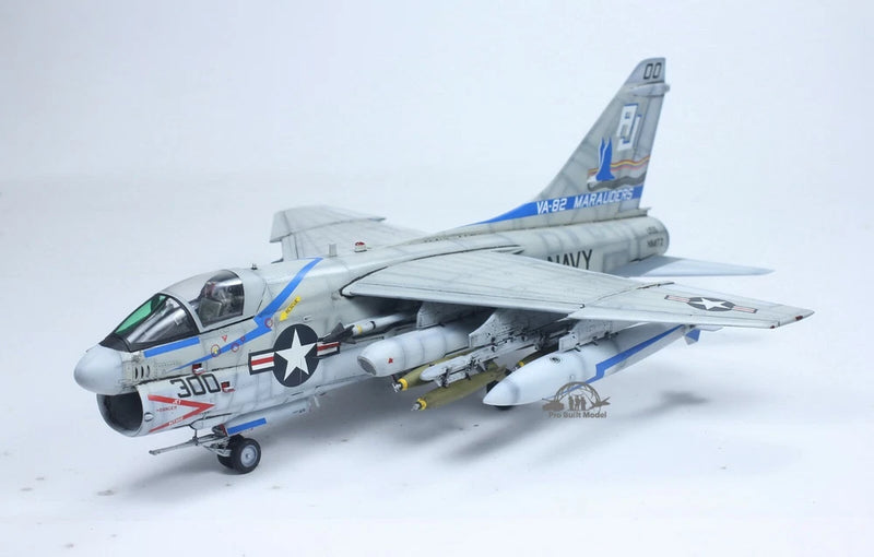 Gray US Navy A-7E Corsair II 1:48 scale model jet with detailed markings