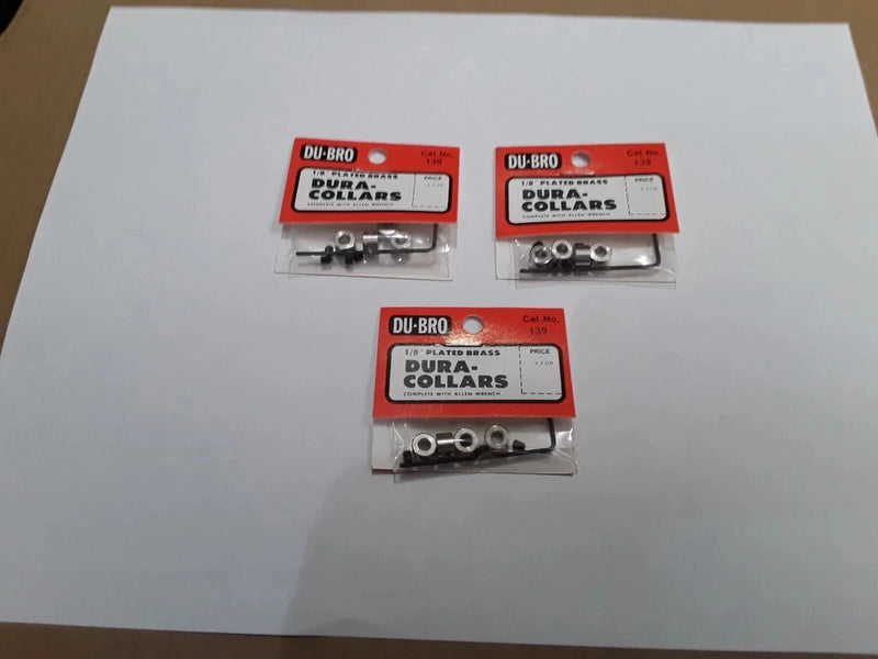 Dura-Collars 1/8" Plated Brass 3 Pkg Du Bro Radio Control Plane RC Airplane