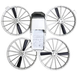 Drone with four white propellers and central body, battery and controller not included.