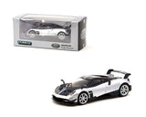 PAGANI HUAYRA BC SILVER & BLACK 1/64 DIECAST MODEL TARMAC WORKS T64G-TL014-SL