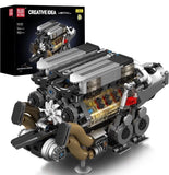Mould King 10131 W16 Engine Building Blocks Sets, V8 Engine Model kit that Ru... Battery