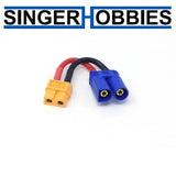XT60 female to EC5 male wired adapter cable with two connectors and leads