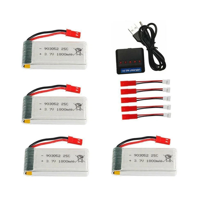 4¡Á 3.7v 1800mah Lipo Battery for HQ859B HQ898B H11D H11C T64 T04 T05 F28 F29 T56