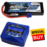 NHX Muscle Pack 3S 11.1V 5000mAh 100C Lipo Battery w/ EC3 / EZPRO AC Charger Battery