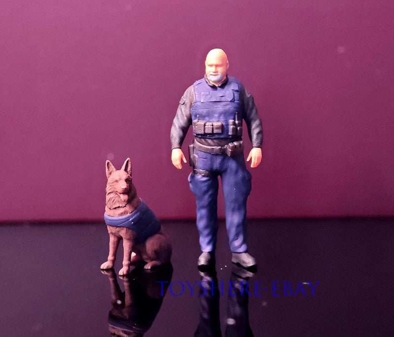 1/87 1/64 1/43 TOY figure USA POLICE with his police dog  diorama
