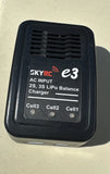 SKYRC e3 LiPo balance charger with AC input label for 2S/3S and cells 1-3