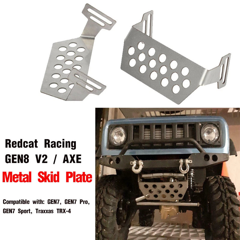 2PCS RC Steel Skid Plate/Servo Guard for Redcat GEN8 / Gen8 V2 SCOUT II