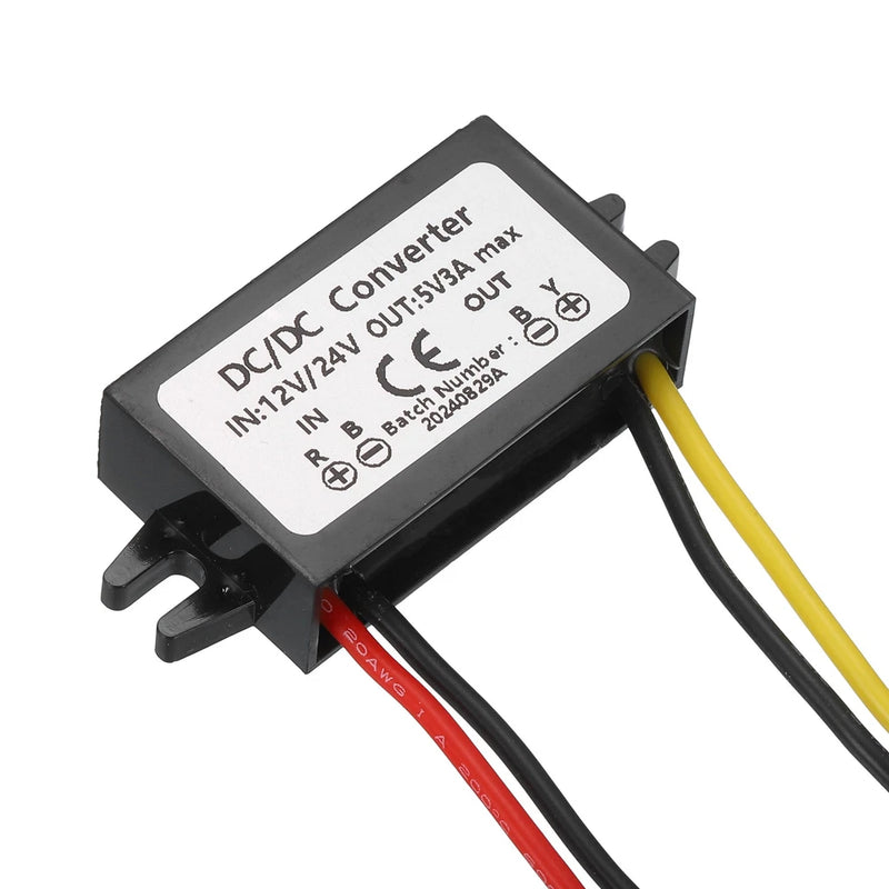 DC 12,24V to DC 5V Power Converter 3A 15W Step Down Adjustable Voltage