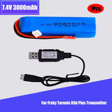 7.4V 3000mAh Lipo Battery + charger for Frsky Taranis X9D Plus Transmitter Toy