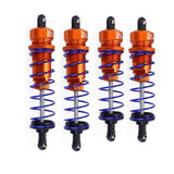 1/10 RC buggy shock absorber set with orange springs and blue coil components, 4-pack