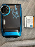 Fujifilm FinePix XP140 Waterproof Camera 16.4MP 5x Blue Tested With Battery #221