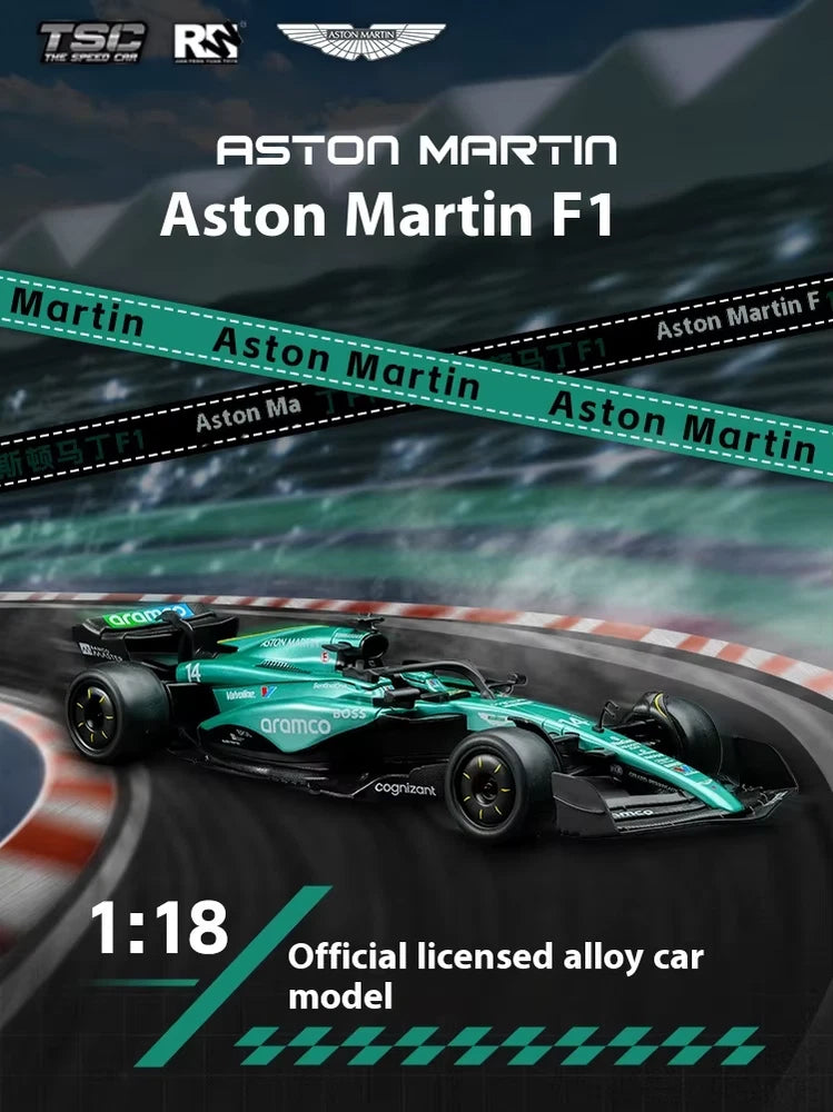 Tsc Speed Card 1-18 Aston Martin F1 Racing Alloy Car Model Alonso #14