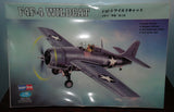Hobby Boss 1/48 F4F-4 Wildcat airplane model kit in display box with artwork