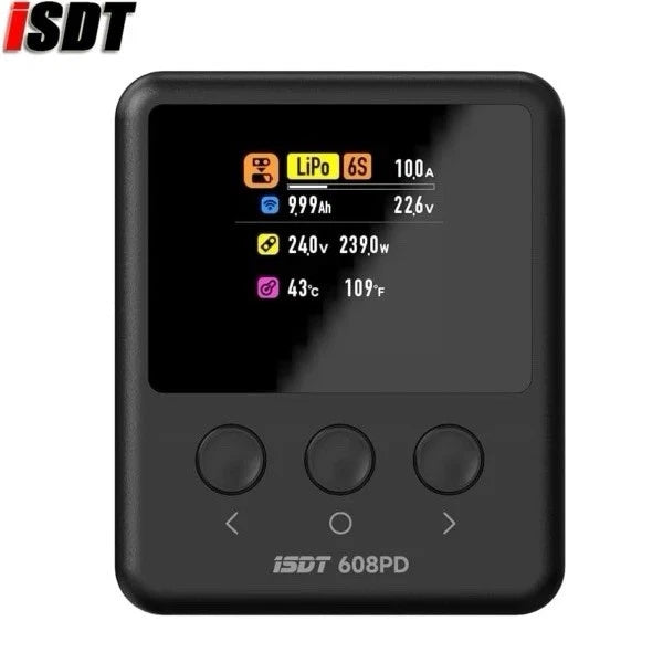 ISDT 608PD Lipo Charger 240W/10A | USB-C 100W/5A for LiFe/LiPo/LiHV/NiMH Battery