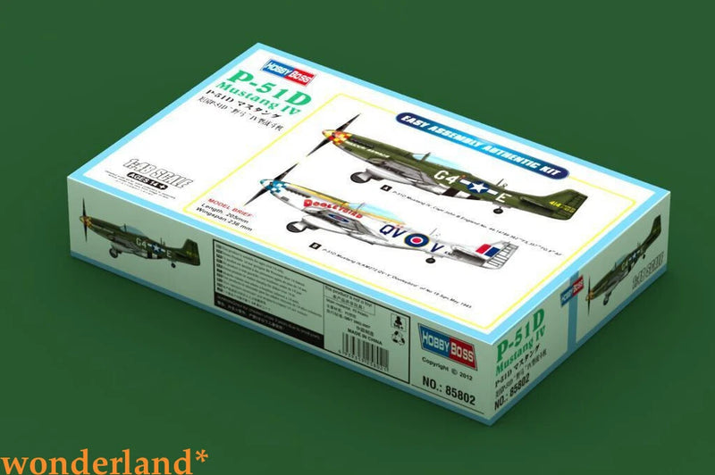 HobbyBoss 1/48 P-51D Mustang IV plastic model kit box with aircraft graphics