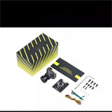 FPV night vision camera kit with lens, circuit board, mounting plate, wiring, and screws