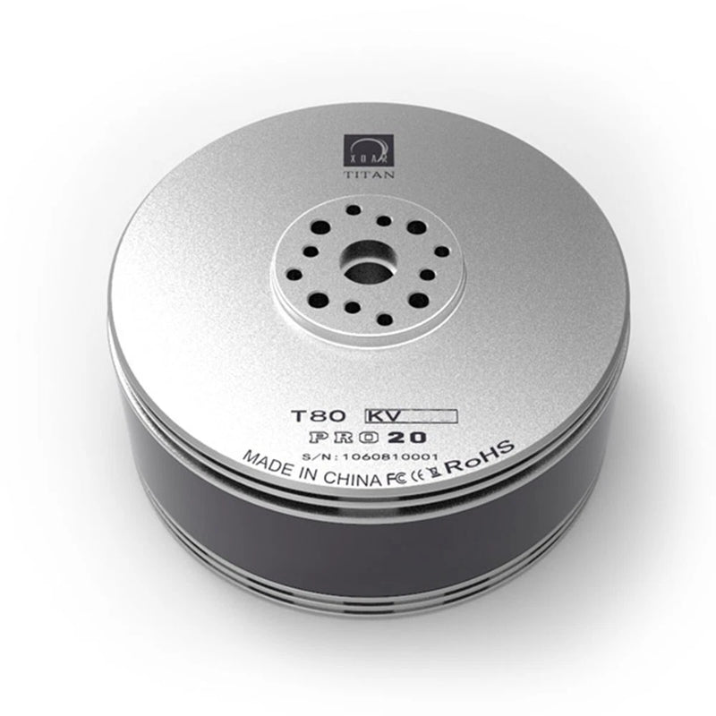 Brushless RC electric motor with TITAN logo, T80 KV label and mounting holes