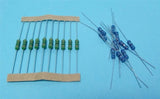 Resistor kit with blue-body axial resistors and metal leads, bundled on strips (20 pcs)