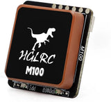 Orange and black GPS compass module with M100 face and side connector ports