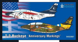 T-2 Buckeye anniversary markings decal sheet with two aircraft side-view graphics