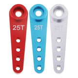 25T metal steering servo horn, red blue silver, for RC car