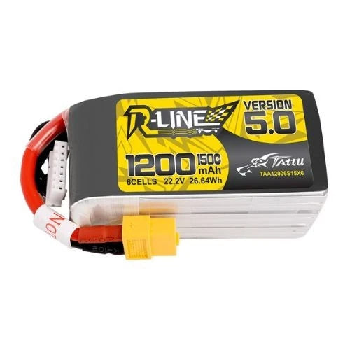 Tattu R-Line Version 5.0 1200mAh 6S 150C 22.2V Lipo Battery Pack with XT60 Plug Battery
