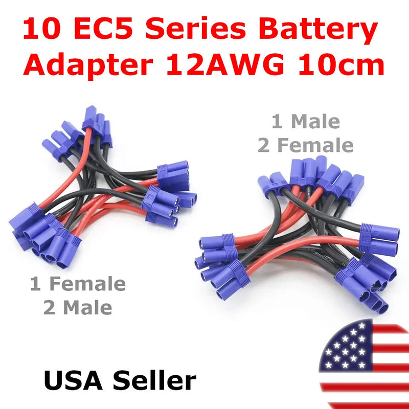 10x EC5 Series Battery Adapter Cable Connector Dual Extension 12AWG 10cm EU AU