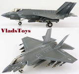 Gray F-35C Lightning II scale jet model with US Navy markings, landing gear extended