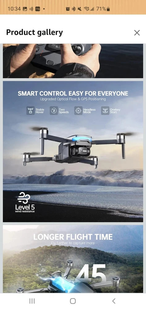 Foldable lightweight quadcopter drone with GPS return-home, blue LED lights