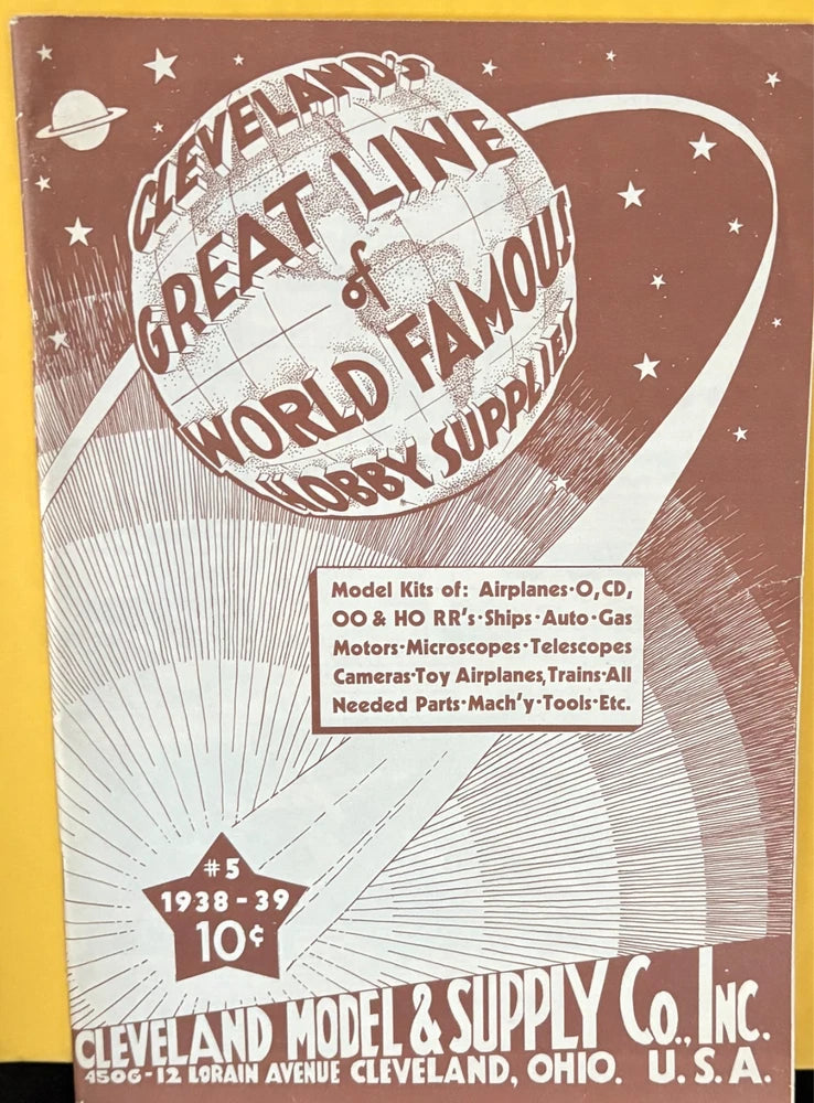 Vintage Cleveland Great Line hobby supplies catalog cover with stars, rocket, and 'World Famous'