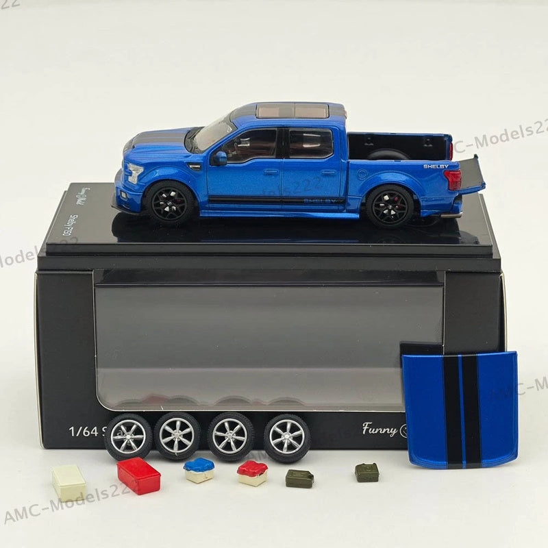 Funny Model 1/64 SHELBY F-150 Shelby Super Snake Pickup Diecast Model Blue