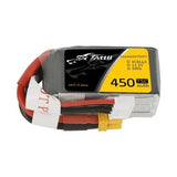 Tattu LiPo battery pack with XT30 plug, red and black leads, 450mAh label