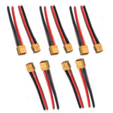 XT60 10cm 14AWG silicone wire set, gold XT60 plugs, red/black leads (5 pairs)