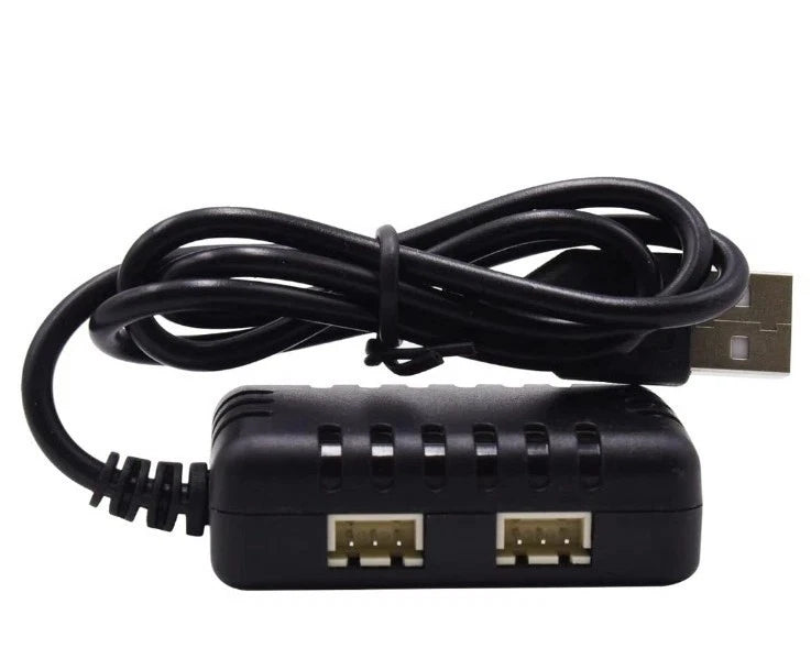 Black USB balance charger cable, XH-3P connector with two balance ports
