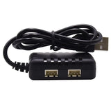 Black USB balance charger cable, XH-3P connector with two balance ports