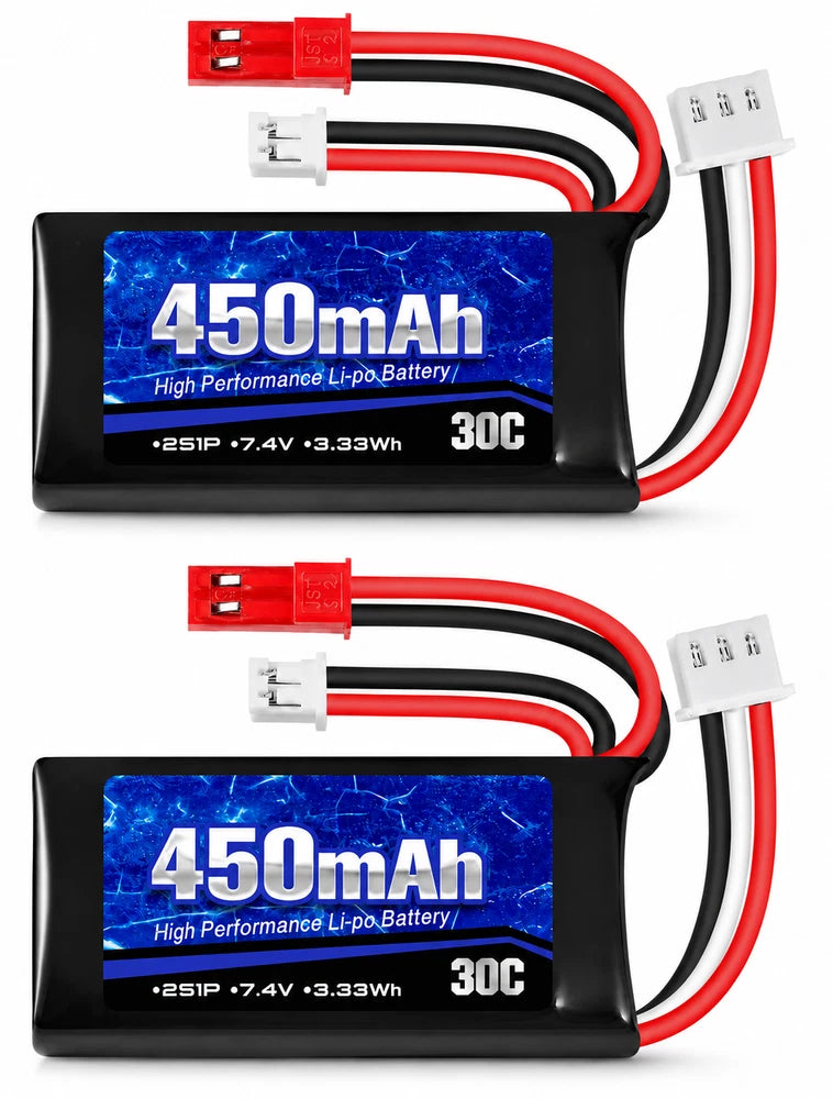 Battery 1000mAh PH2.0 & JST Plug for WLToys Axial SCX24 RC Car 2PCS Battery