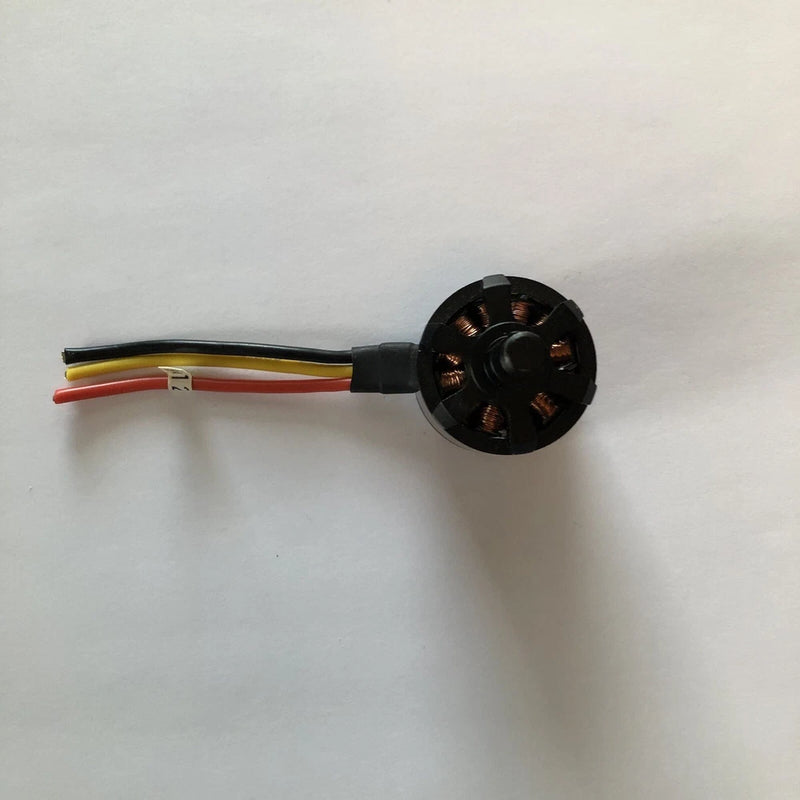 Black replacement drone motor with copper windings and three color-coded wire leads