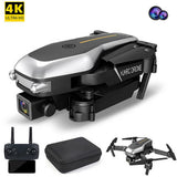 Silver and black FPV 4-axis drone with front camera and included remote controller
