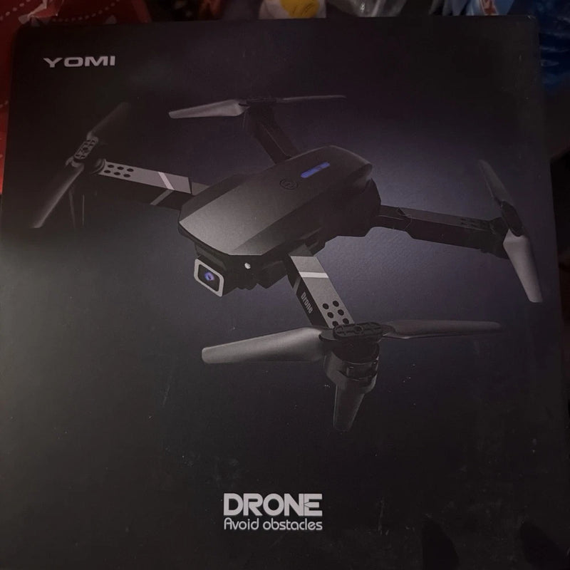 YOMI drone with 4K camera, shown on product box with obstacle avoidance text