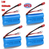 4¡Á 7.4V 1500mAh 15C Lipo Battery T Plug for WLtoys 4WD Rc Cars 12403 12401 12402 Battery