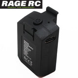Rage RC RGR6117 2S LiPo helicopter battery pack, black casing with charging port