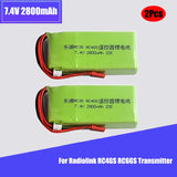 2Pcs 2S 7.4V 2800mah 20C Lipo Battery JST For Radiolink RC4GS RC6GS Transmitter Battery
