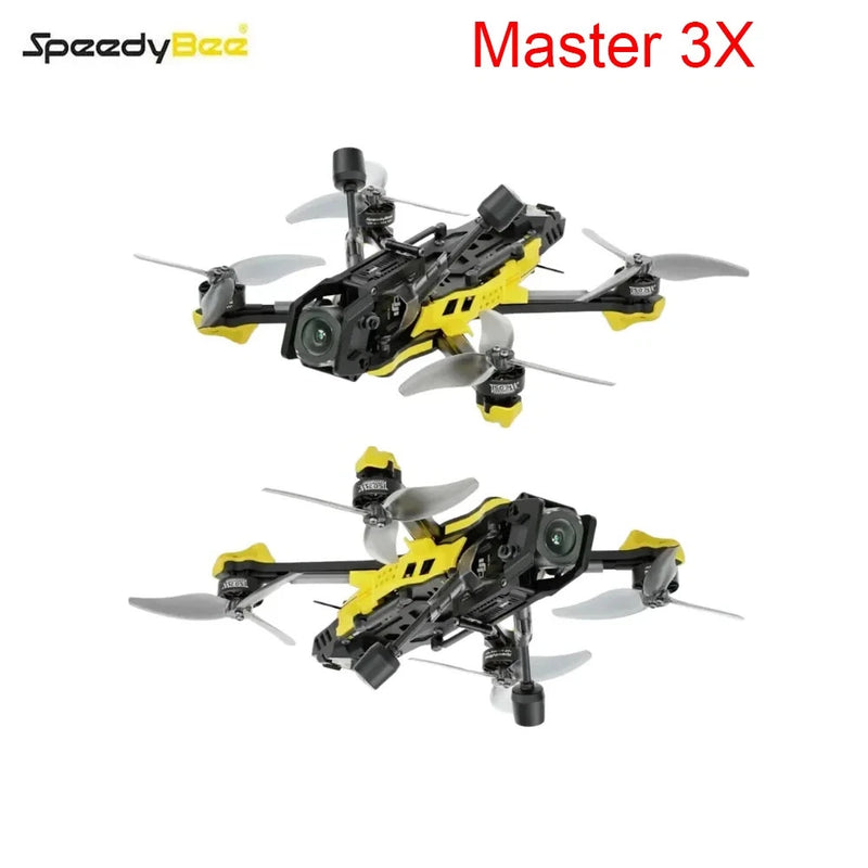 SpeedyBee Master 3X modular FPV drone, black and yellow quadcopter with four propellers