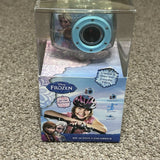 Frozen HD action camcorder in retail box, blue waterproof camera with helmet mount
