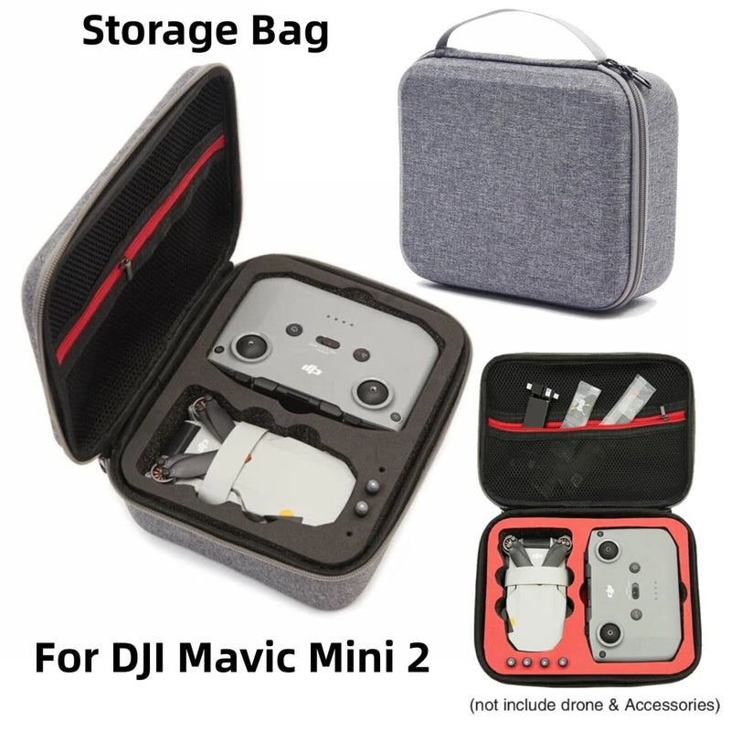Gray zippered drone accessories storage bag with mesh pocket and padded compartments