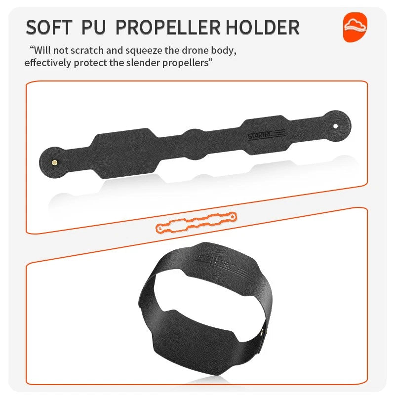 Soft PU propeller holder guard belt, black, with mounting tabs